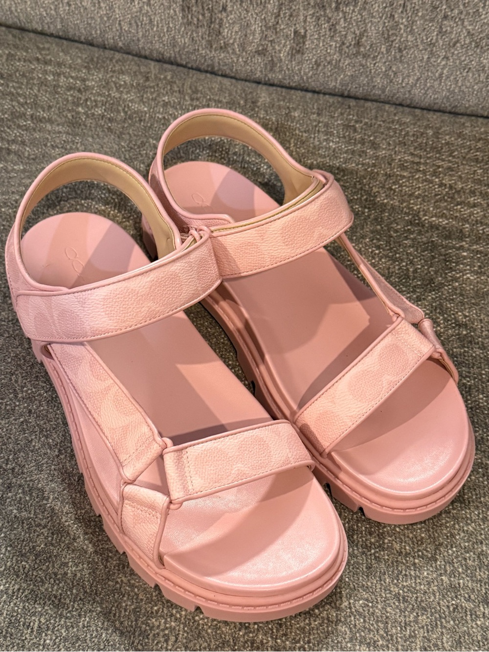 NEW Coach Pink Platform Sandals with Velcro Straps size 10